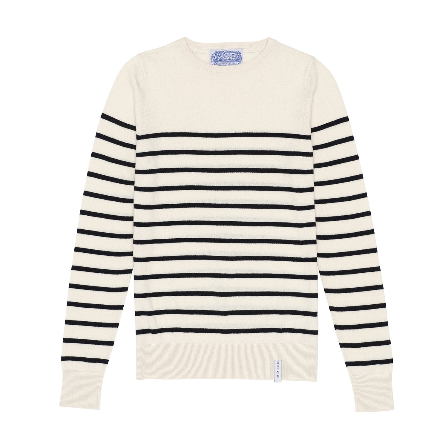 The Fine Knit Breton Crew – Ecru