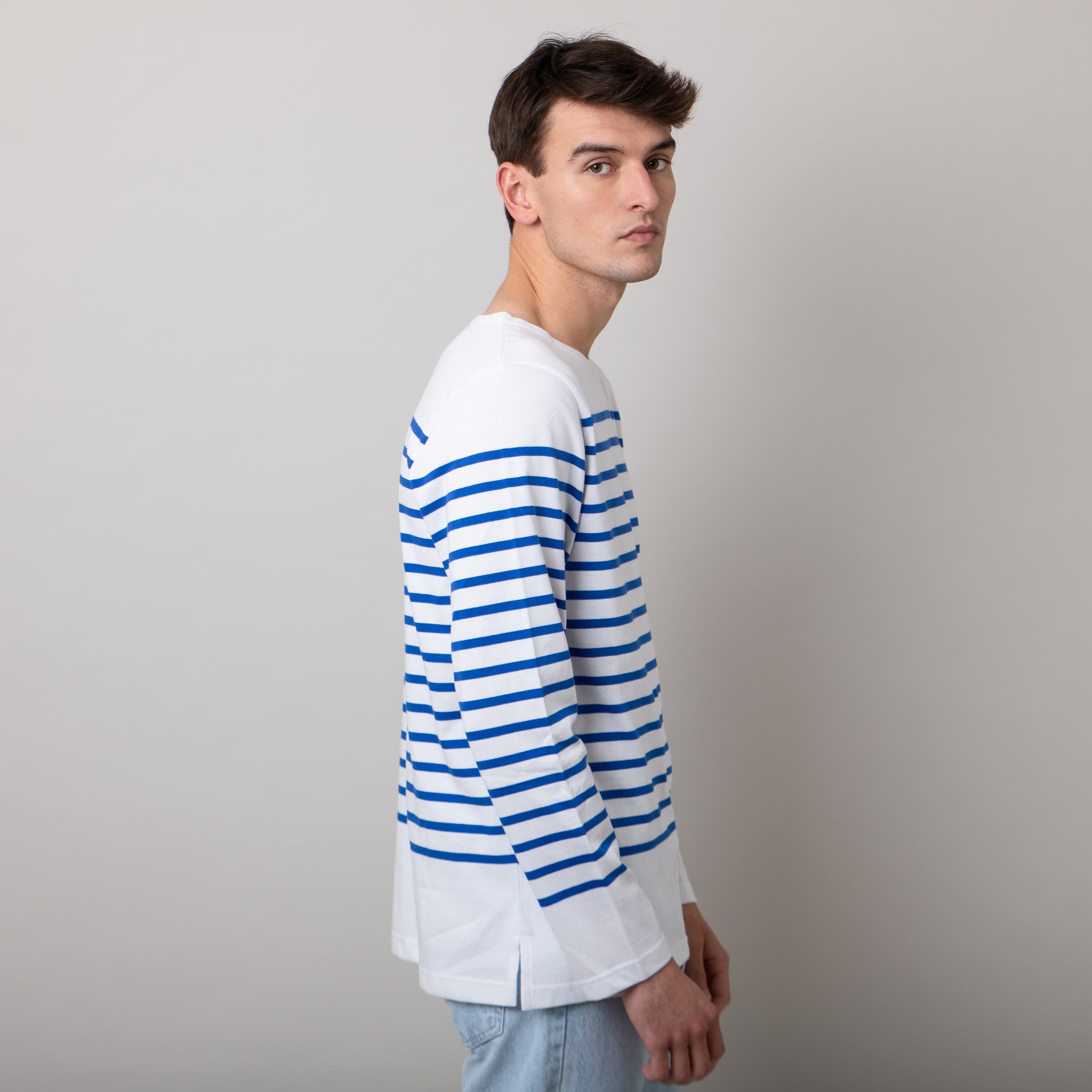 modern breton shirt blue stripe cotton