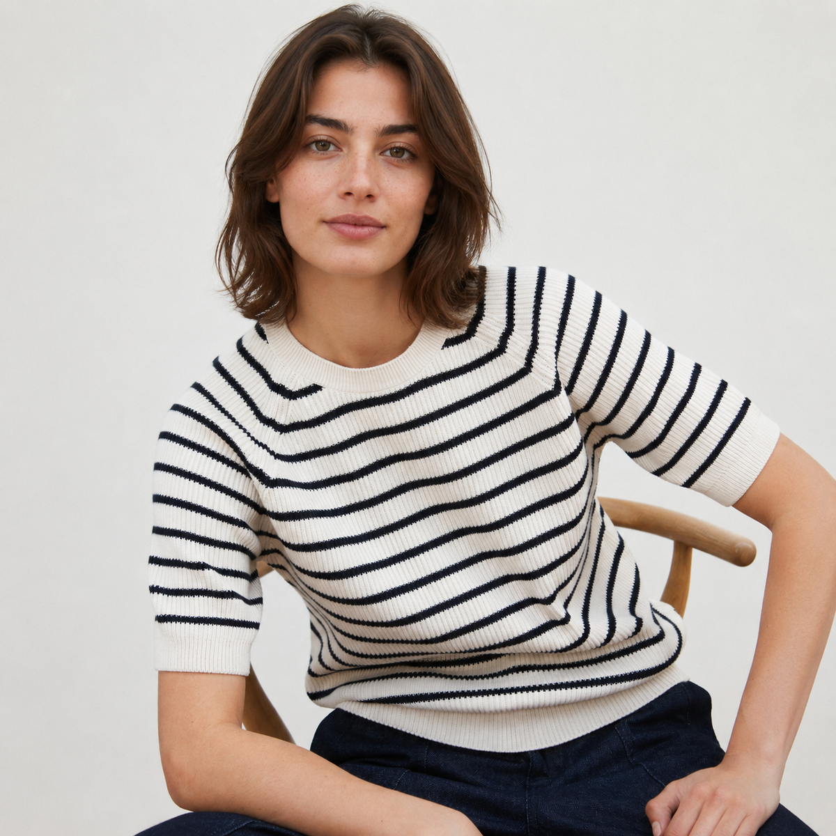 The Ribbed Breton Top – Ecru