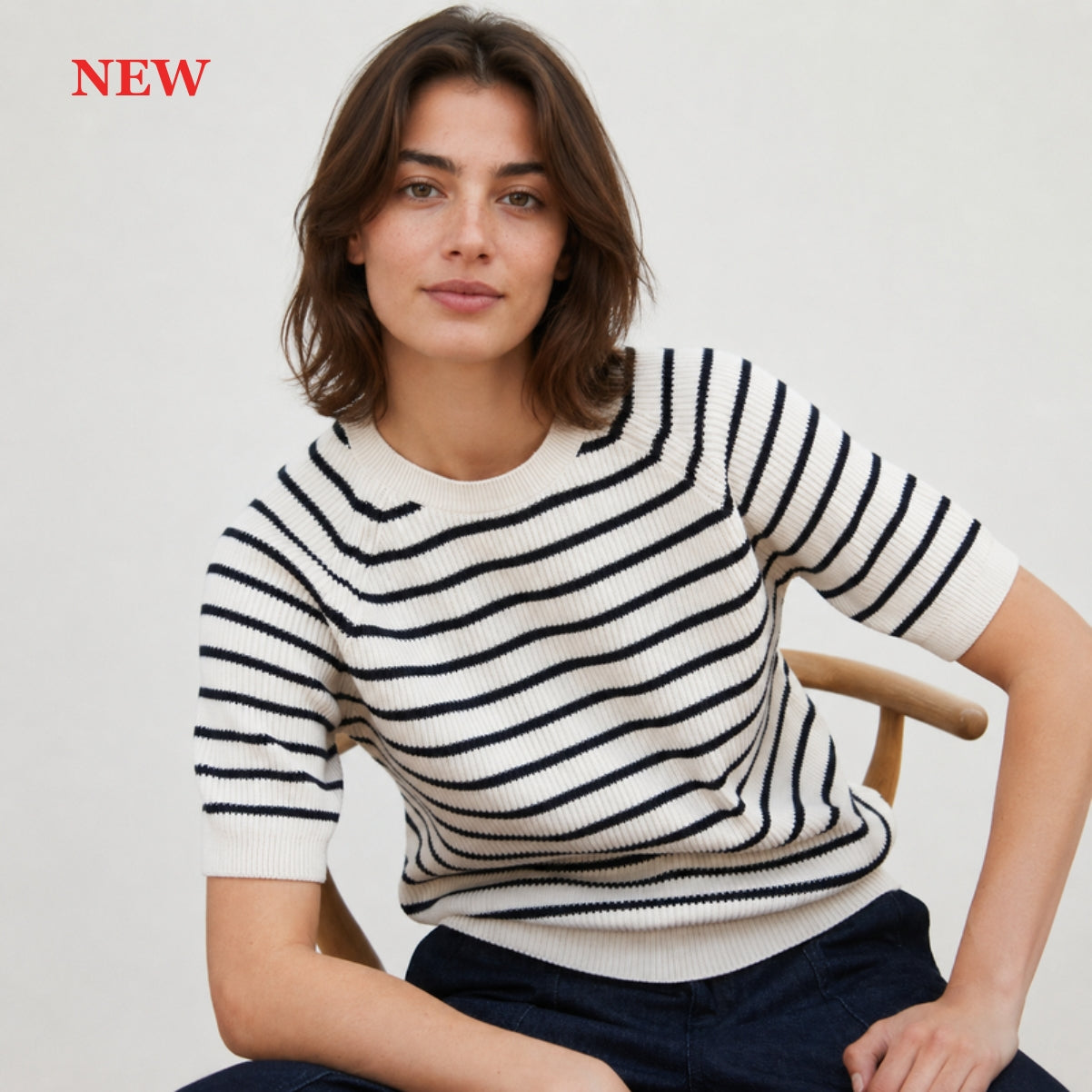 The Ribbed Breton Top – Ecru