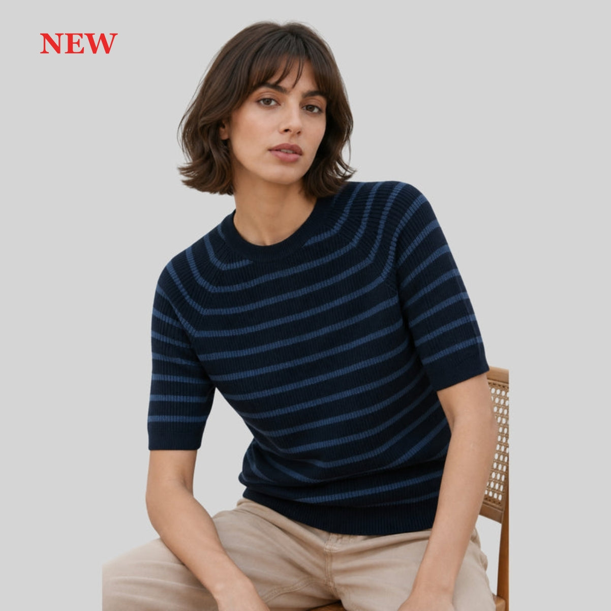 The Ribbed Breton Top – Navy