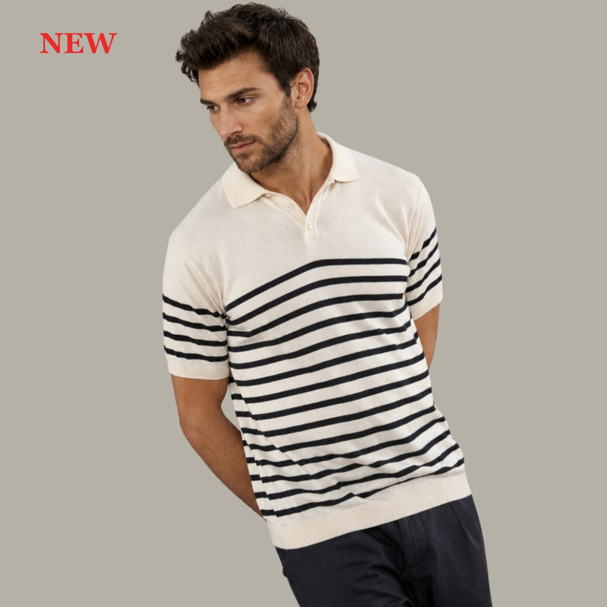 The Breton Knit Polo – Ecru