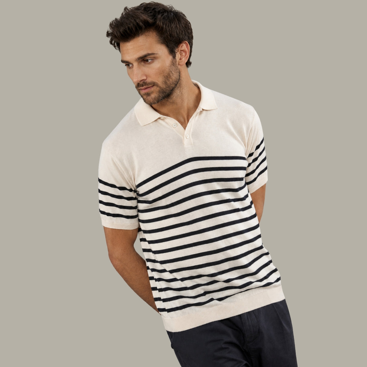 The Breton Knit Polo – Ecru